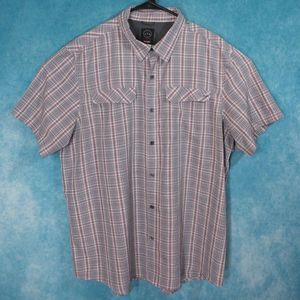 ATG by Wrangler Short Sleeve Button Up Men's Plaid Shirt, Size XL